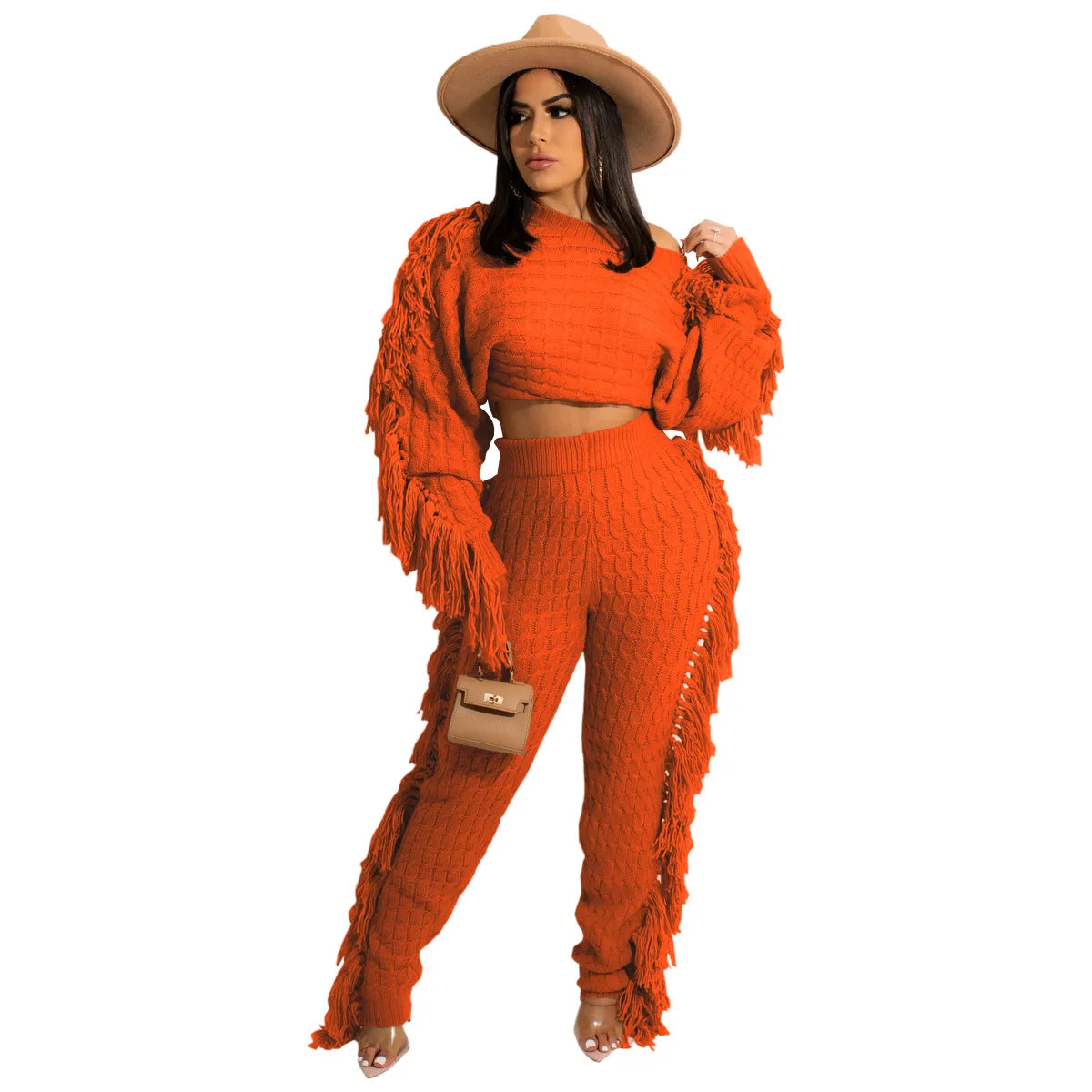 Tassel Knit Sweater & Pant Set