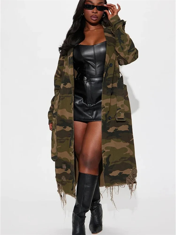 Camouflage Trench Jacket