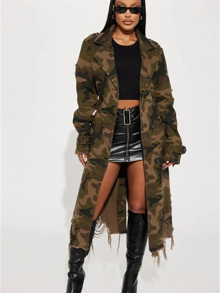 Camouflage Trench Jacket