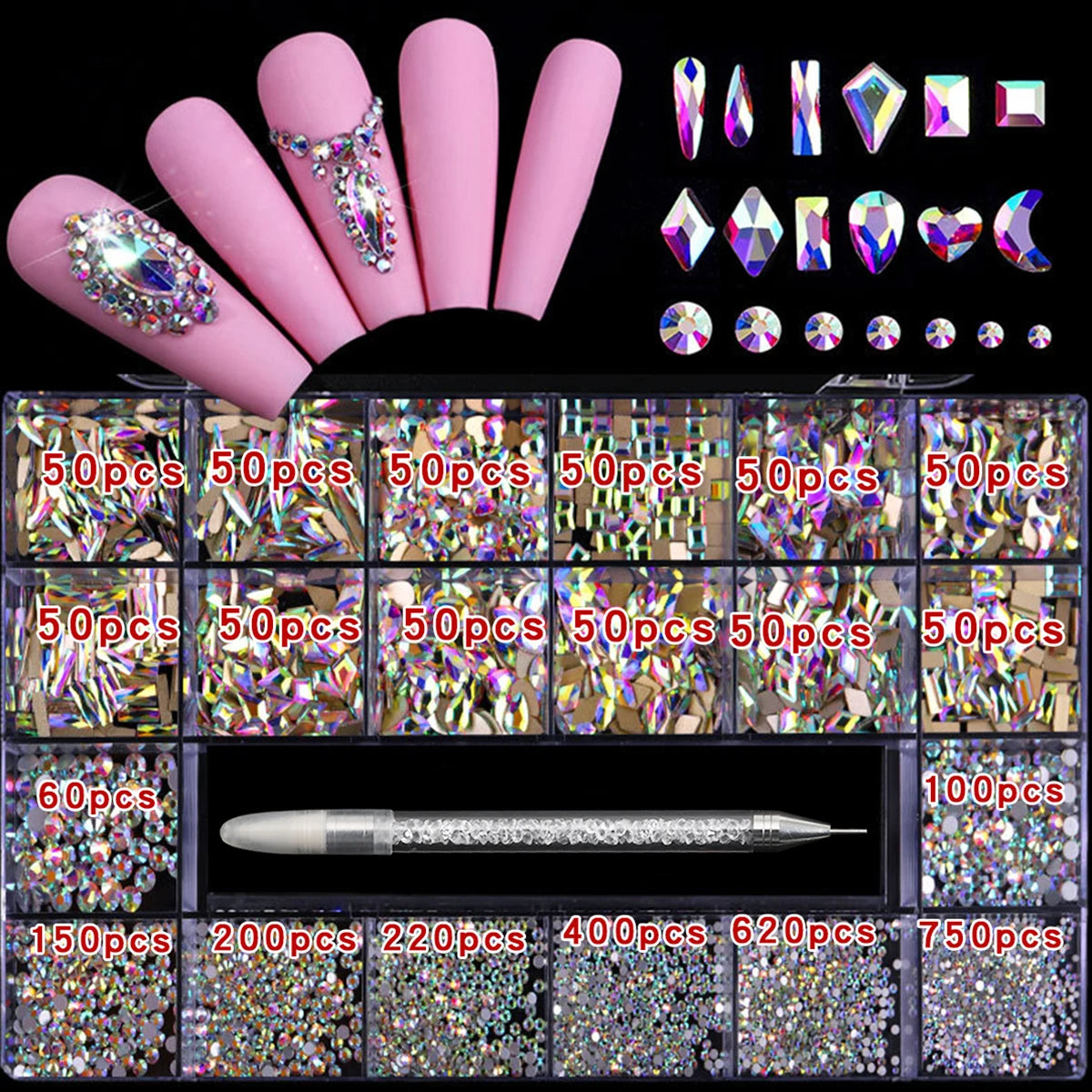 Glass Nail Rhinestone Decoration