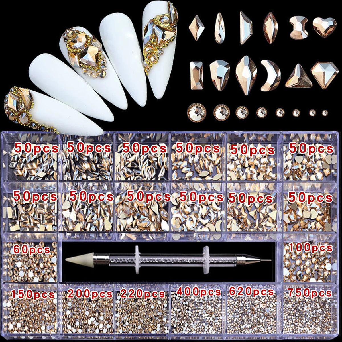 Glass Nail Rhinestone Decoration
