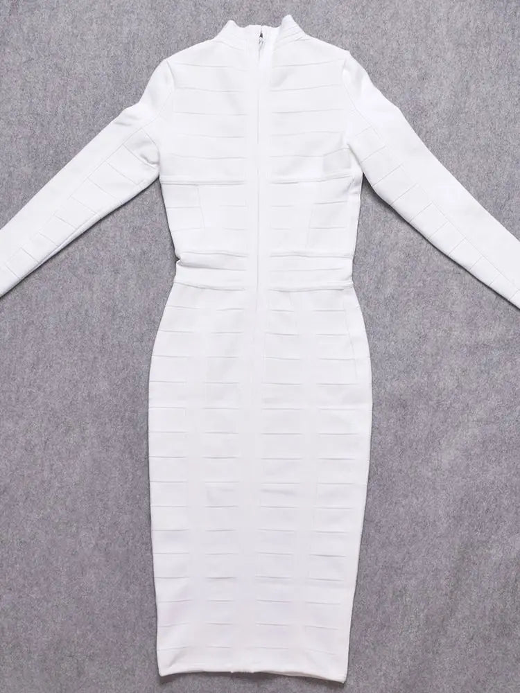 Hollow Out Bandage Dress  Long Sleeve Bodycon