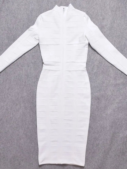 Hollow Out Bandage Dress  Long Sleeve Bodycon
