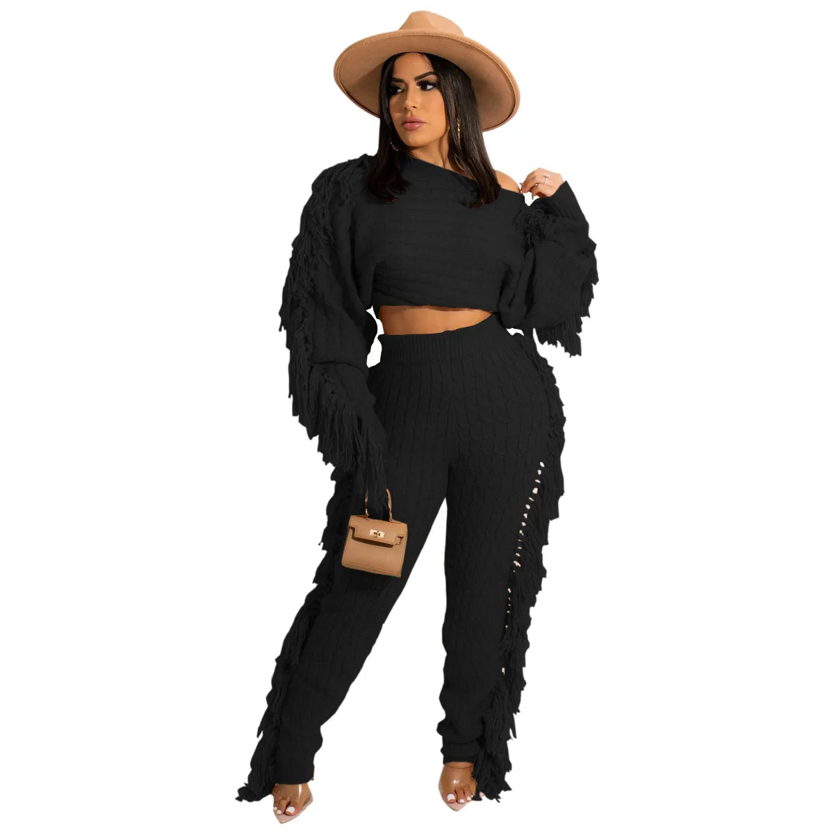 Tassel Knit Sweater & Pant Set