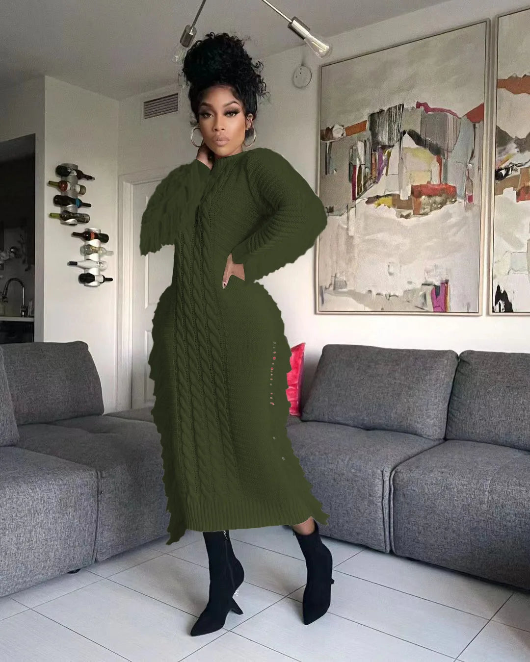 Tassel Knit Maxi Dress