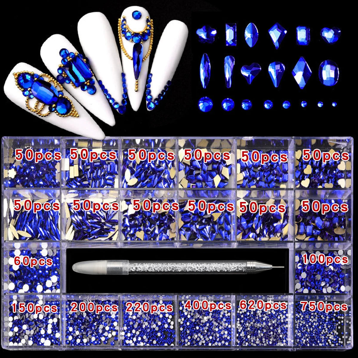Glass Nail Rhinestone Decoration