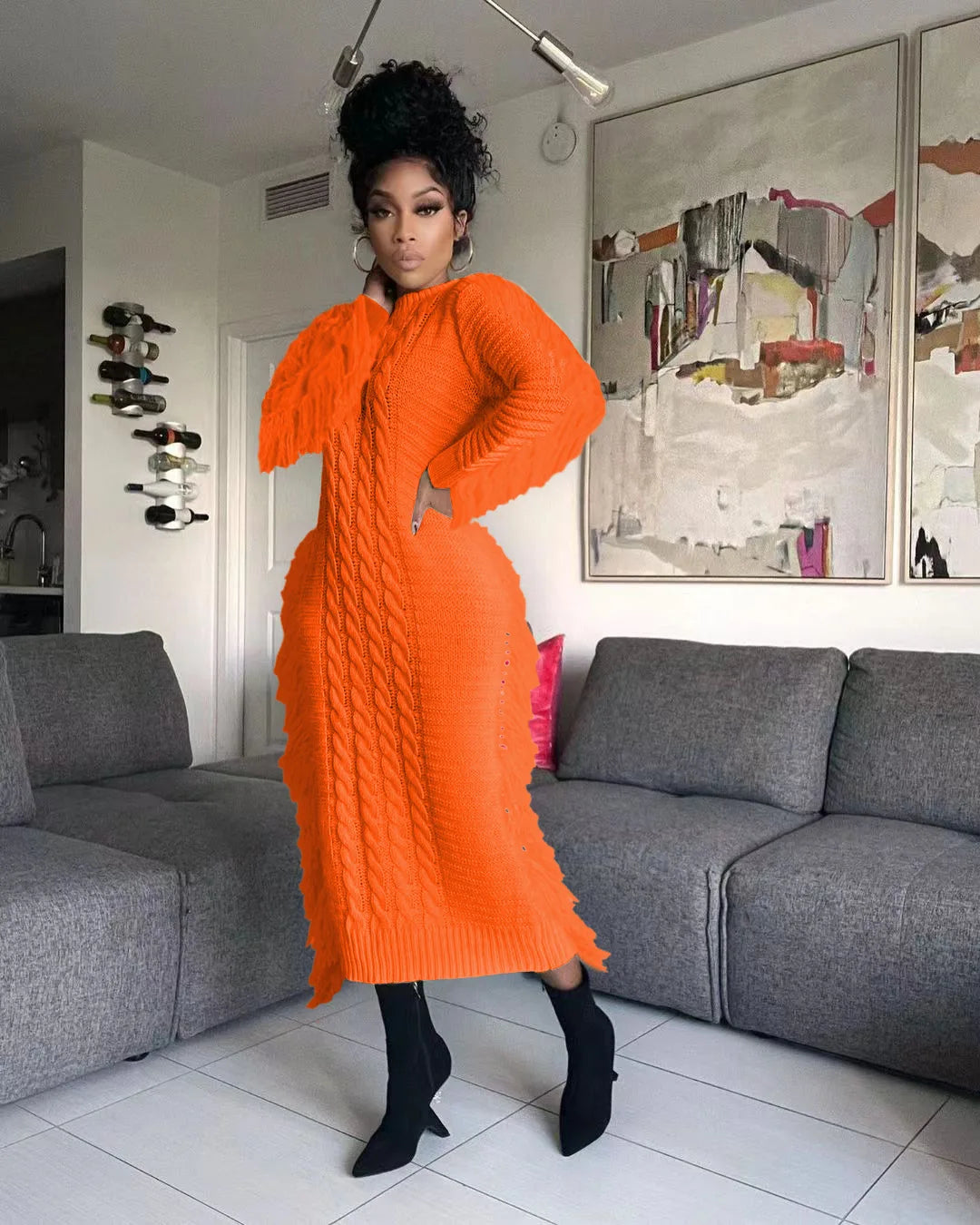 Tassel Knit Maxi Dress