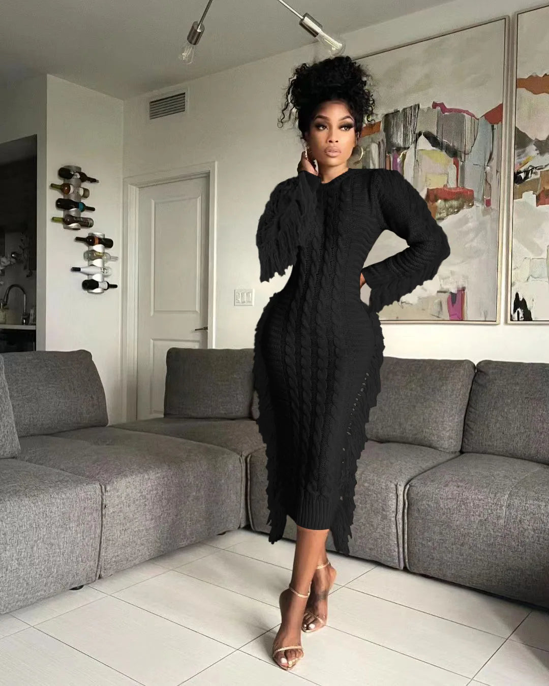 Tassel Knit Maxi Dress
