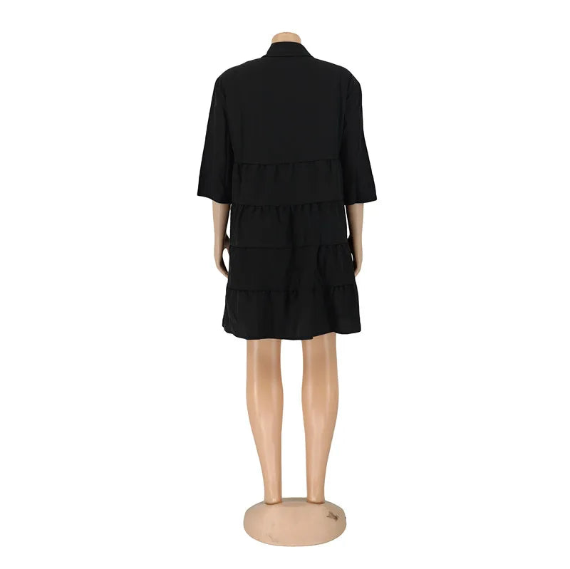 Collared Fit & Flare Statement Dress