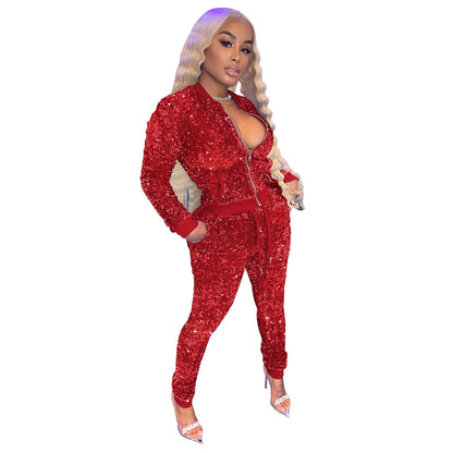 Sexy Sequins 2 Piece of Pants Set