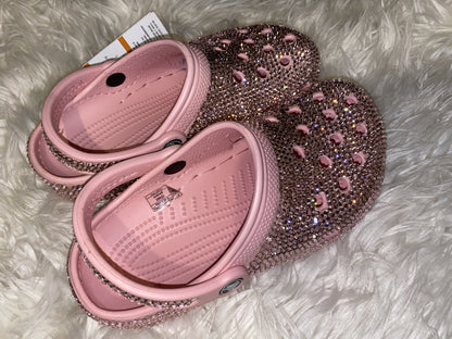 Powder Pink Blinged Out Rhinestone Slides