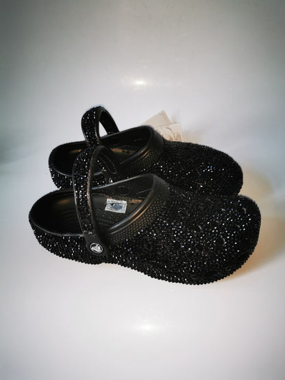 Black Blinged Out Rhinestone Slides