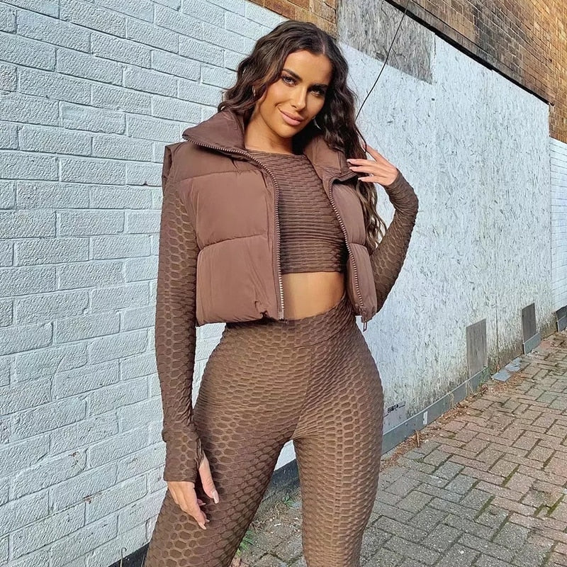 Super Crop Sleeveless Puff Vest